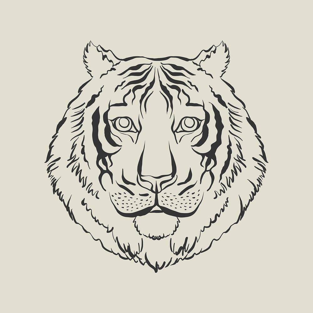 Realistic tiger clipart, animal illustration vector