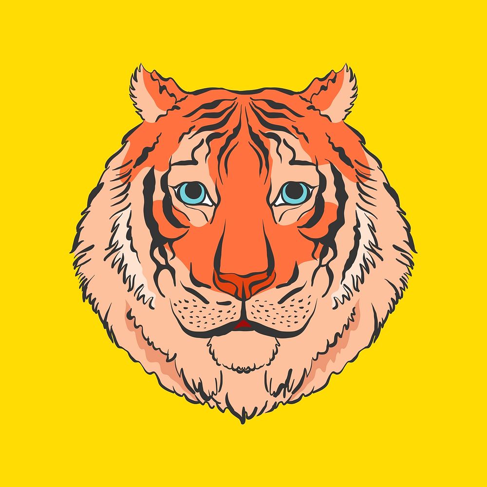 Realistic tiger clipart, animal illustration vector