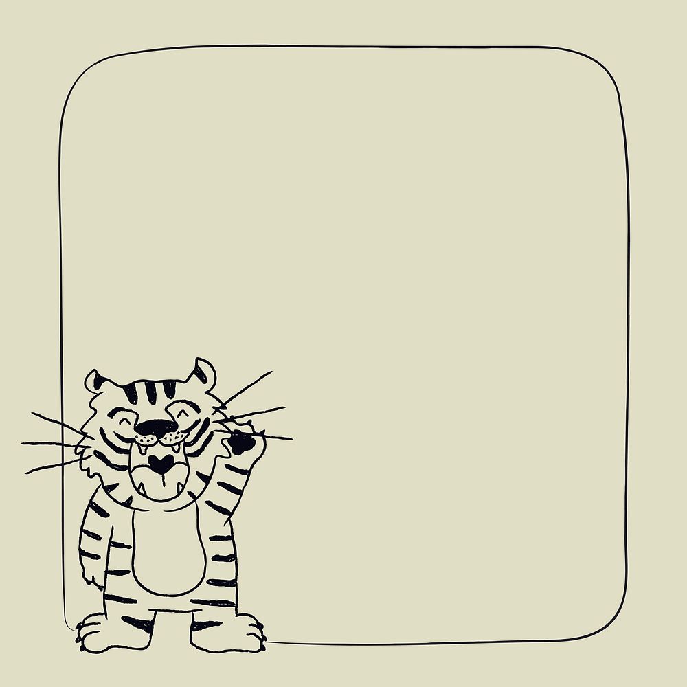 Chinese tiger frame background, zodiac 2022 doodle