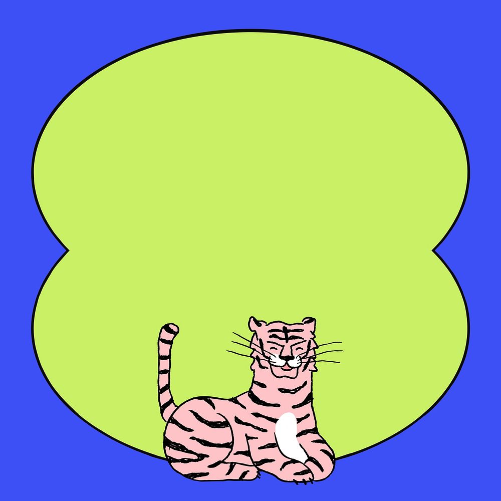 Tiger doodle frame background, retro animal, Chinese horoscope vector