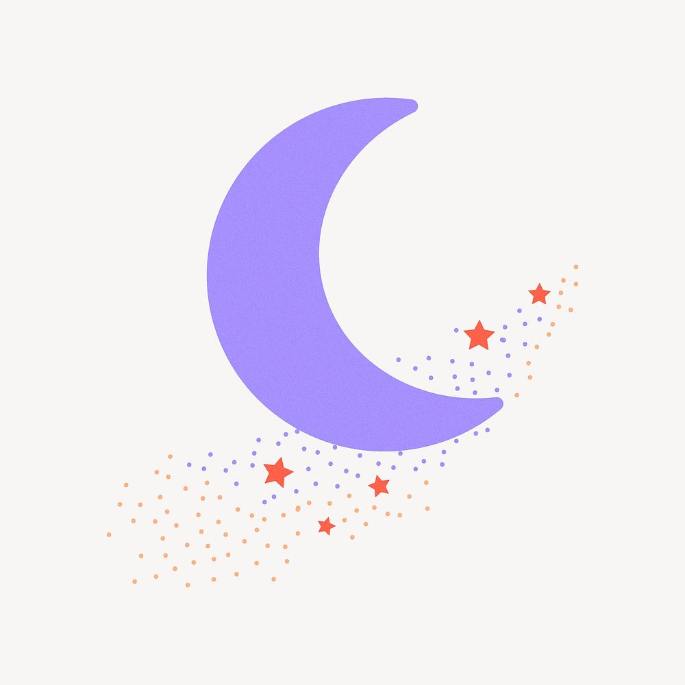 Purple crescent moon clipart, galaxy illustration vector