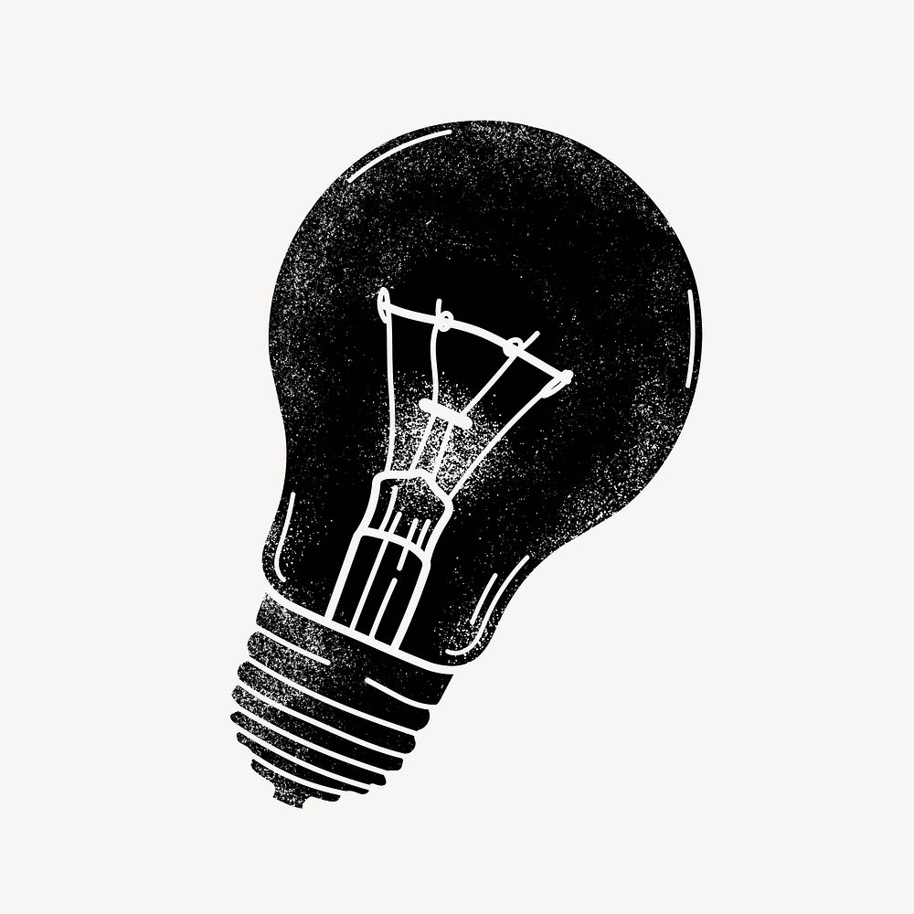 Black light bulb collage element, creative illustration psd