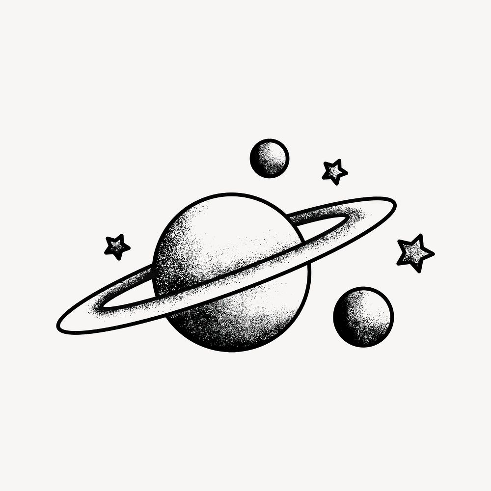 Saturn drawing clipart, planet illustration vector