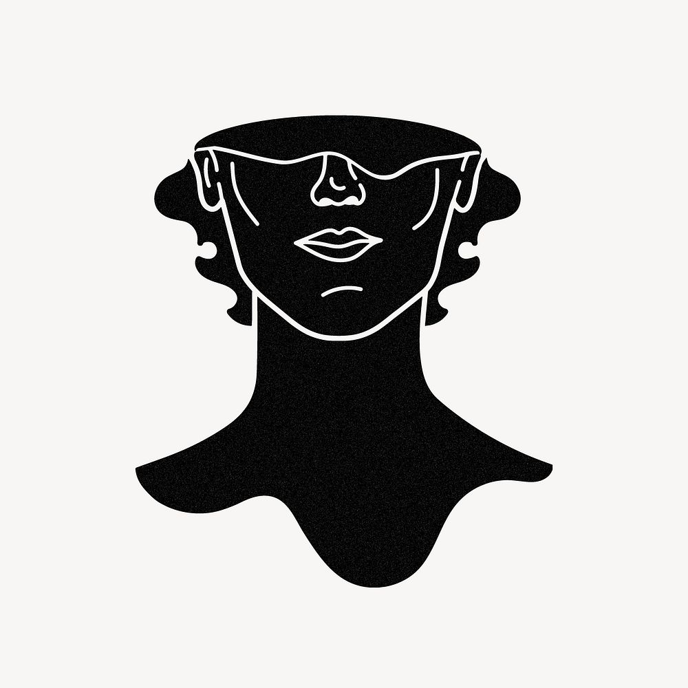 Black sculpture head clipart, statue illustration vector
