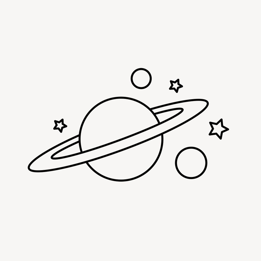 Saturn doodle collage element, galaxy, illustration psd