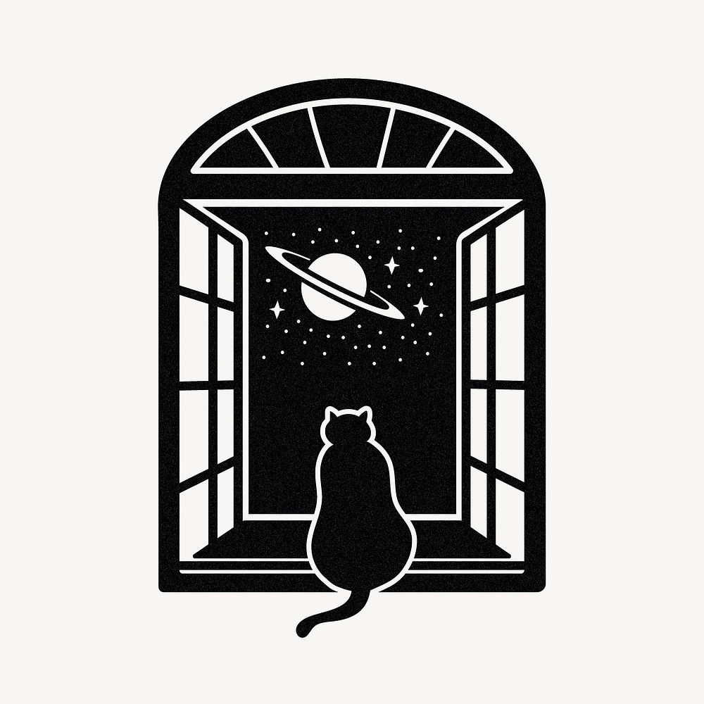 Black cat clipart, silhouette illustration vector