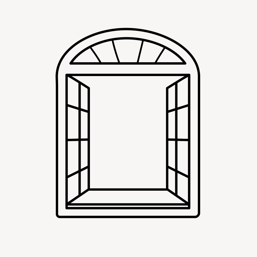 Window frame clipart, doodle illustration vector