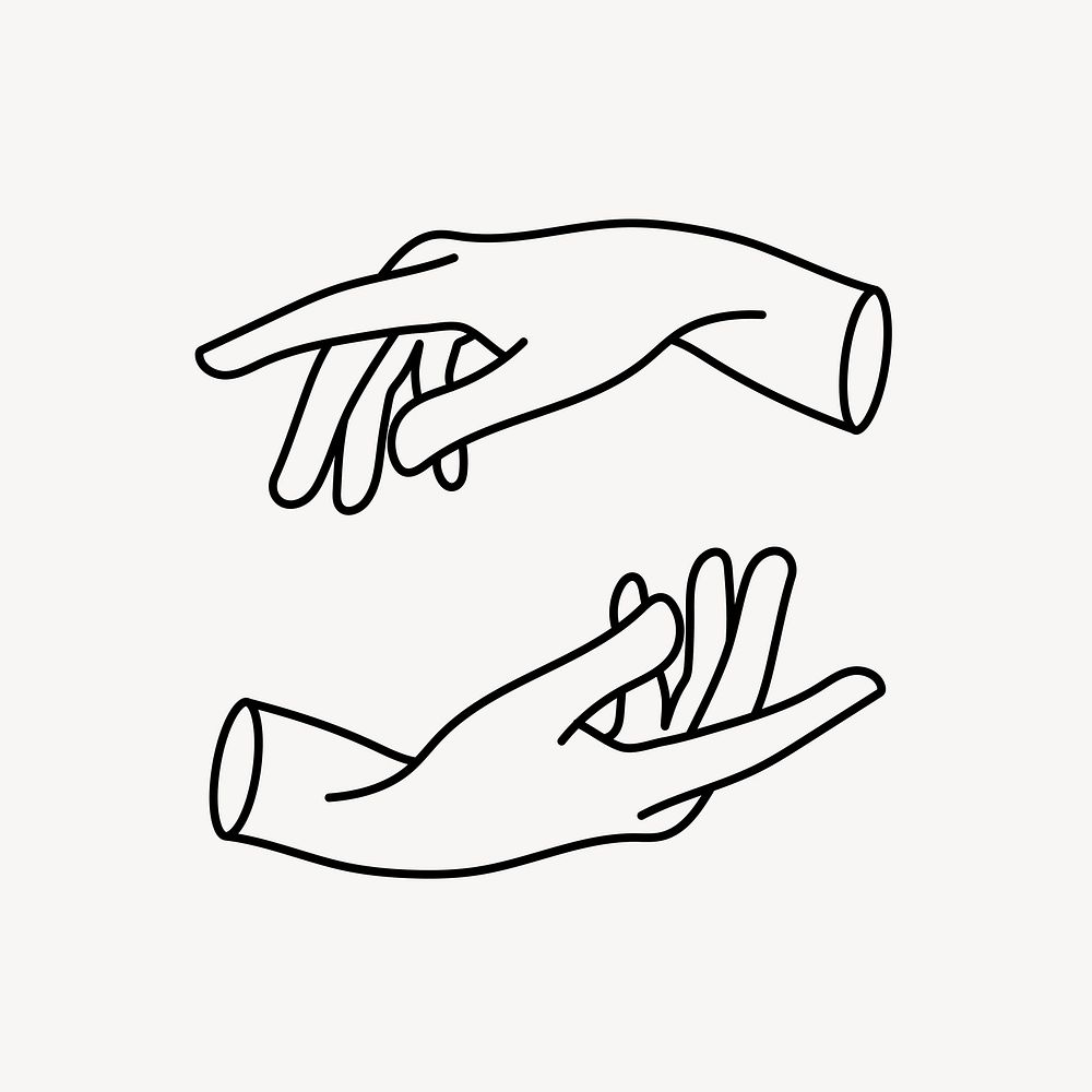 Hand gesture clipart, doodle illustration vector