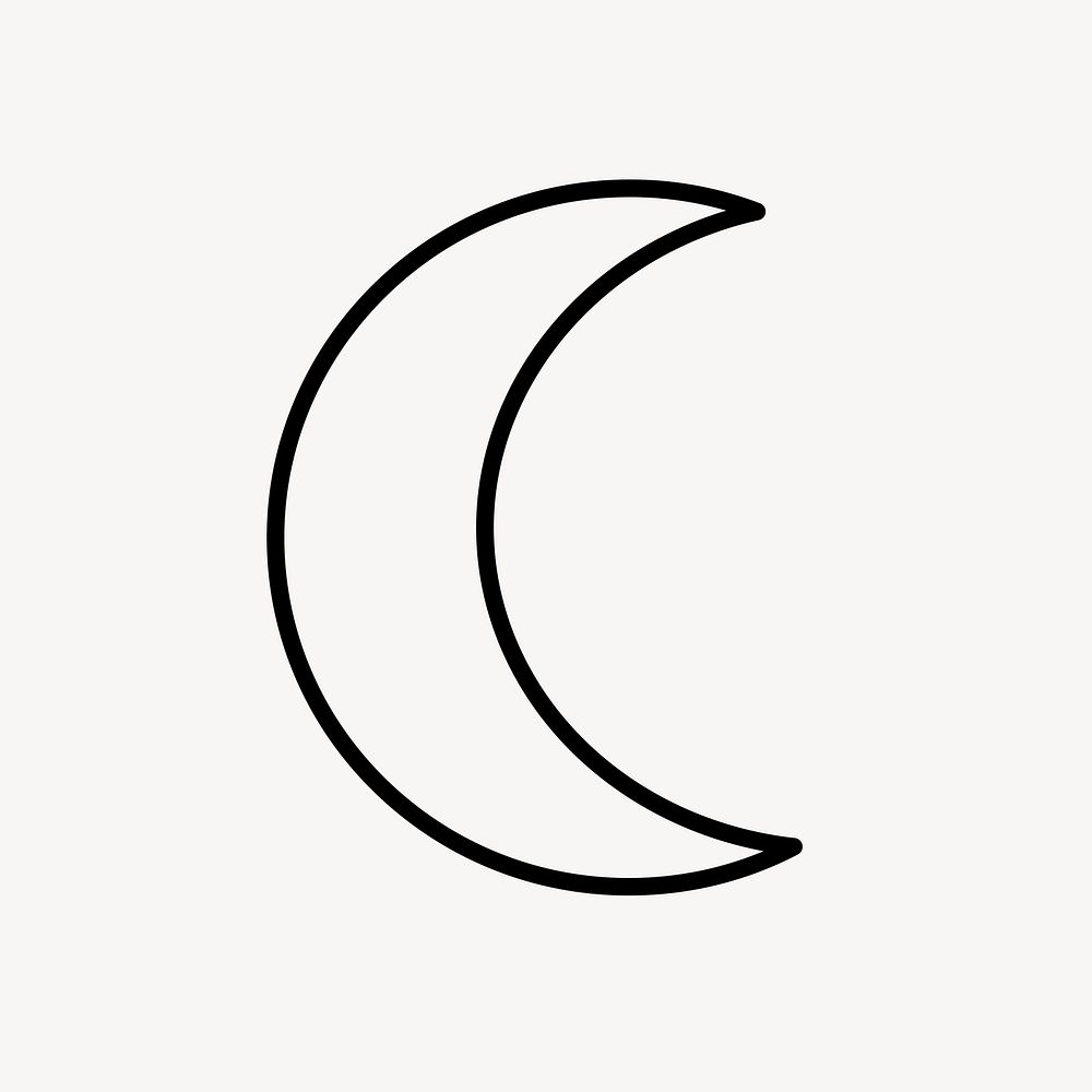 Crescent moon doodle clipart, astronomic illustration vector