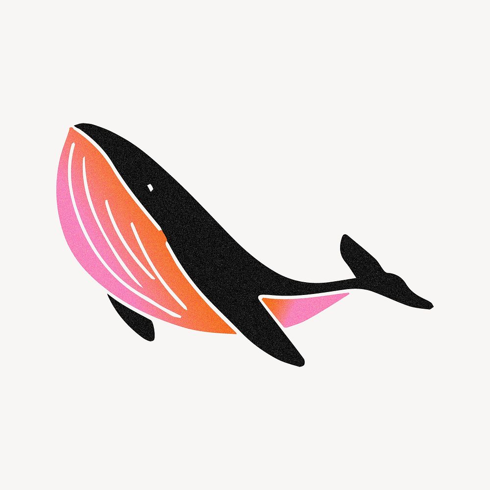 Gradient whale clipart, aesthetic fish illustration vector