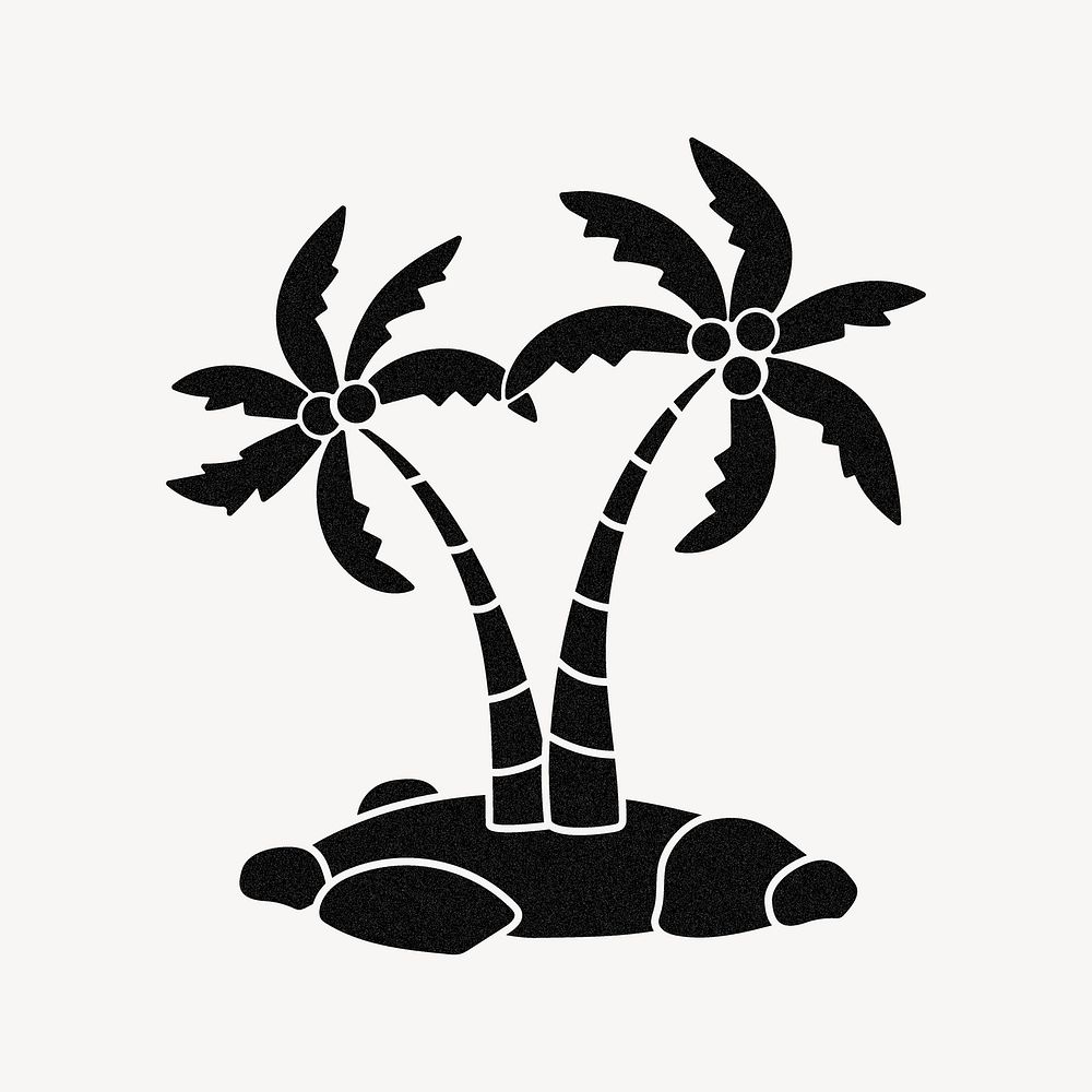 Coconut tree clipart, black illustration vector