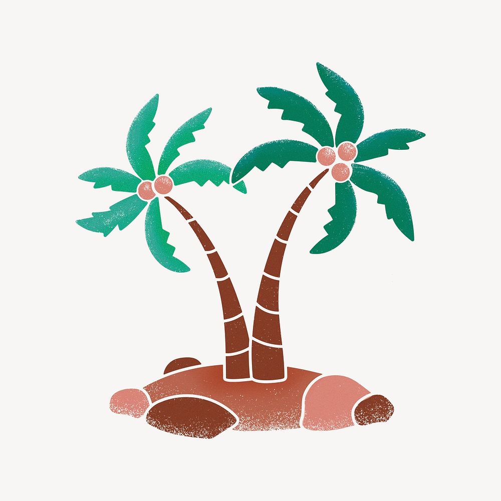 Tropical collage element, coconut tree illustration psd