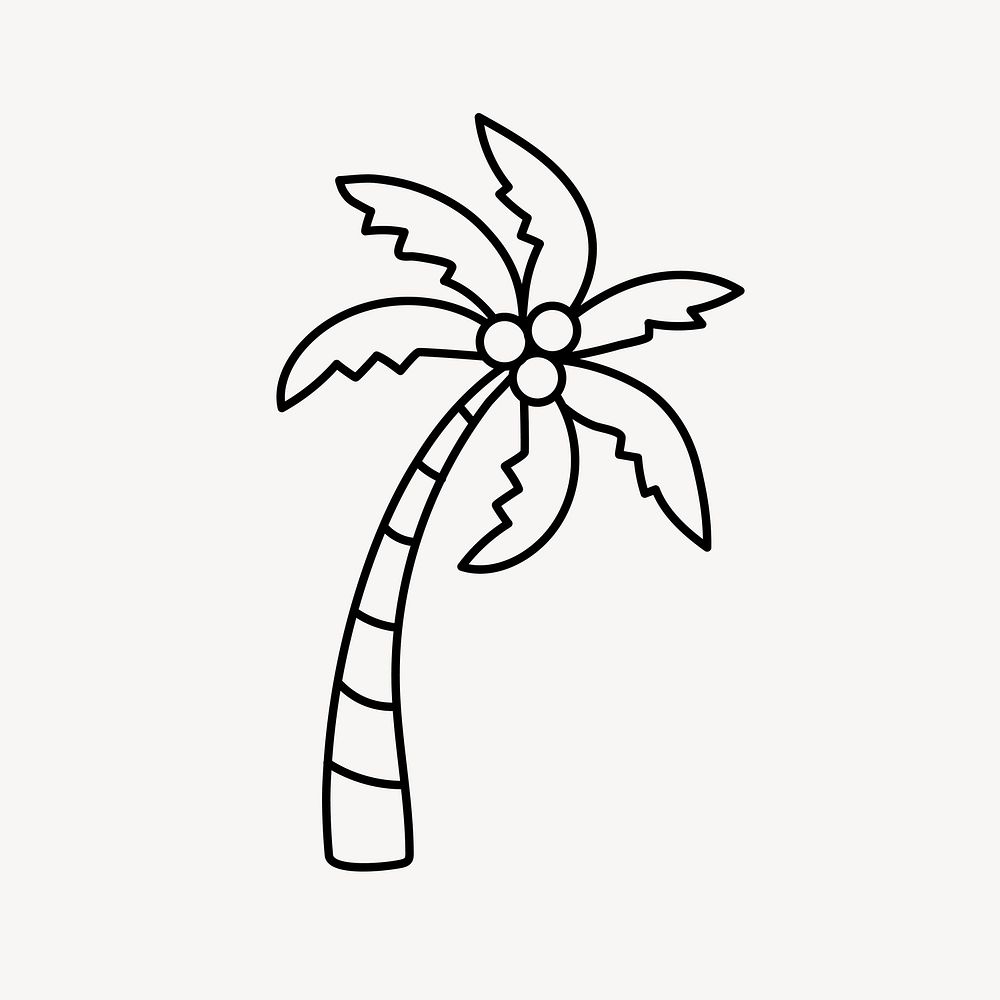Tropical tree drawing clipart, summer illustration vector