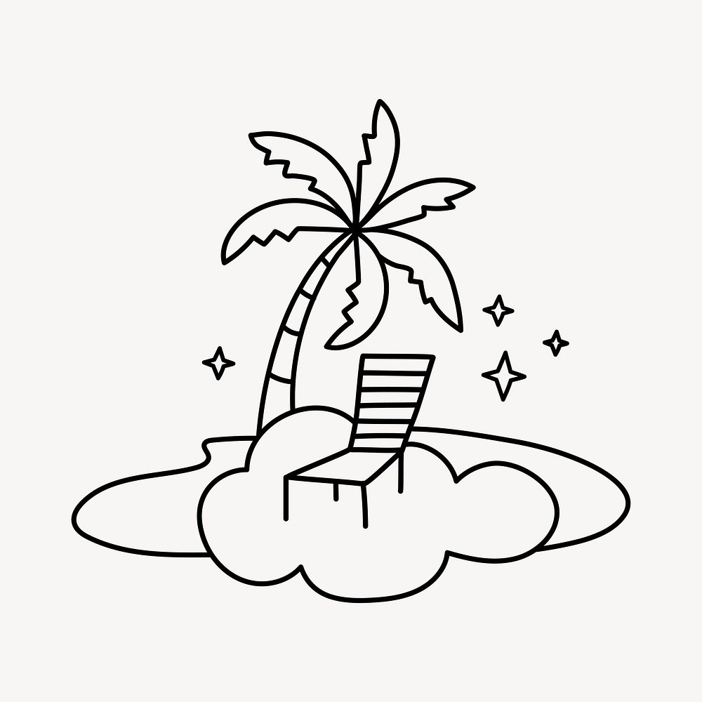 Beach paradise clipart, cloud illustration vector