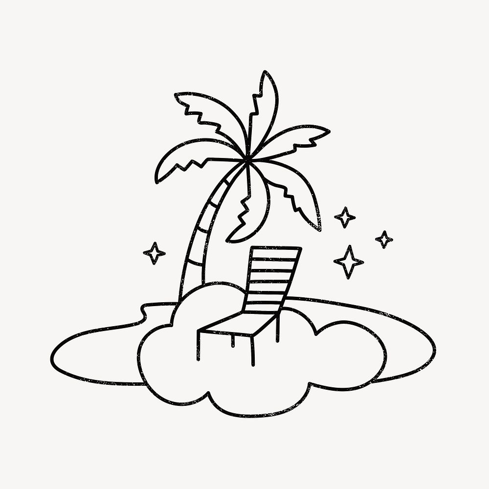 Beach paradise collage element, cloud illustration psd