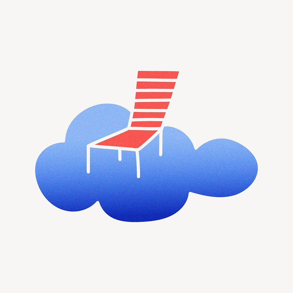 Chair on cloud clipart, surreal  illustration vector