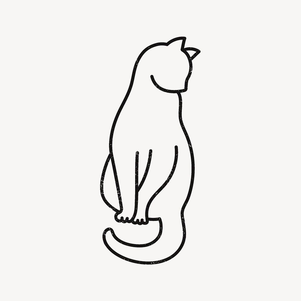 Cat doodle collage element, pet illustration psd