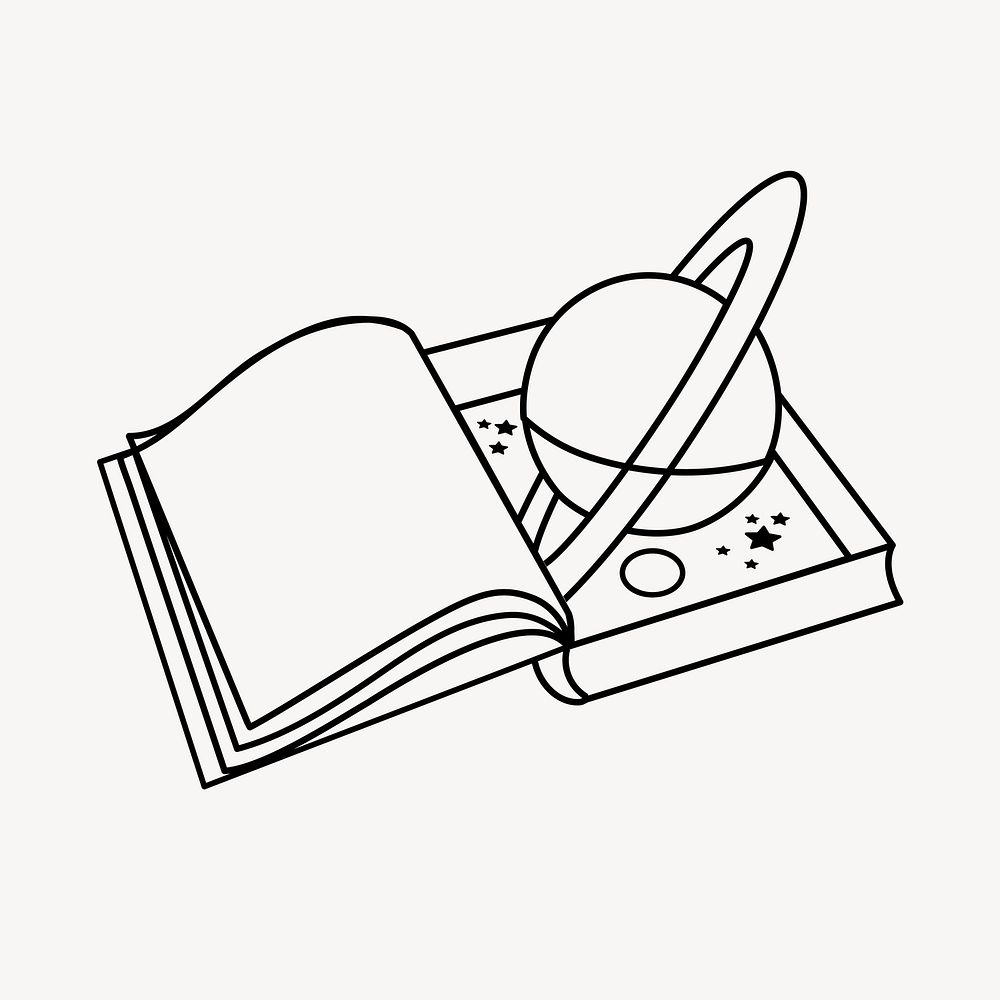 Astronomy book clipart, doodle illustration vector