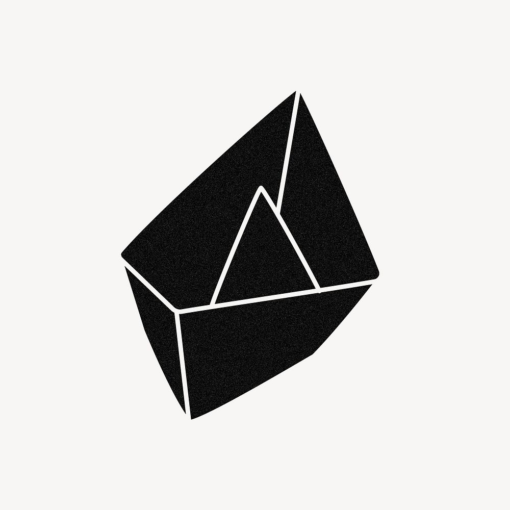 Boat origami clipart, black illustration vector