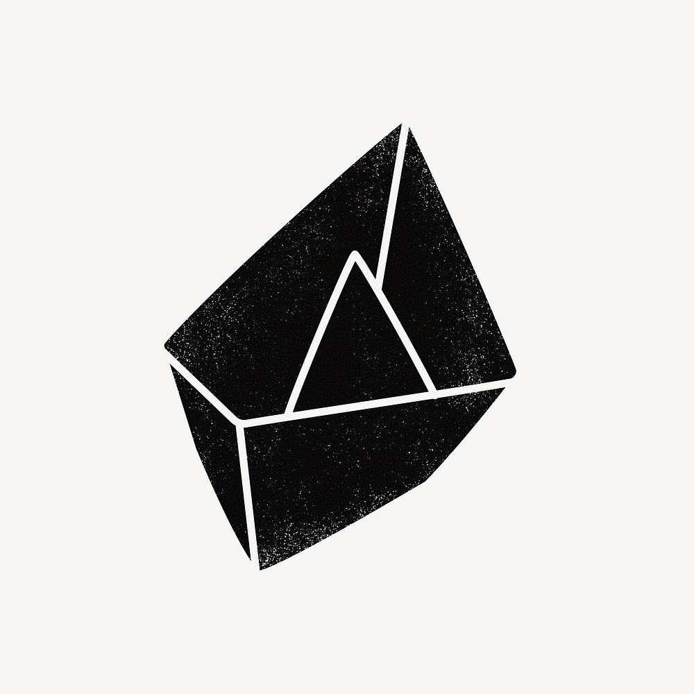 Boat origami collage element, black illustration psd
