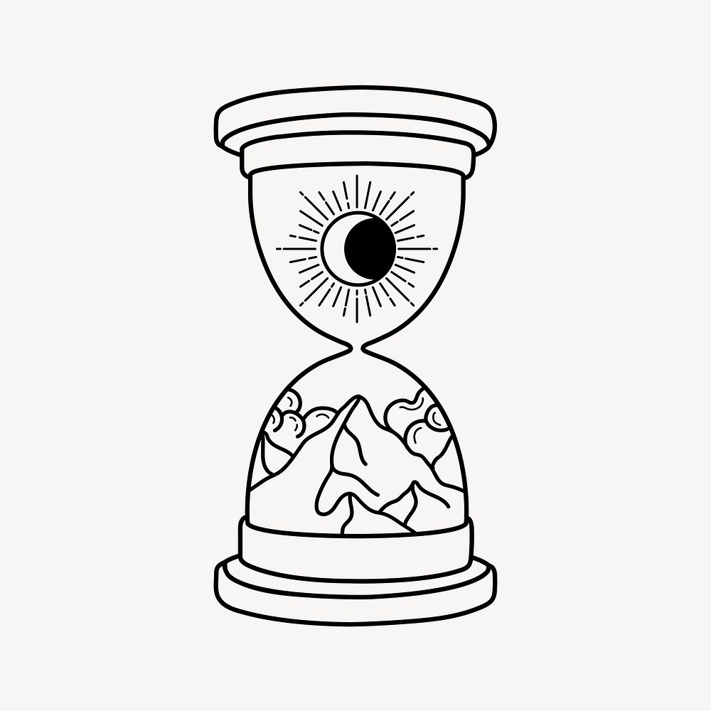 Magic hourglass clipart, doodle mystical illustration vector