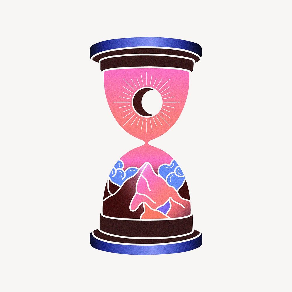 Celestial hourglass clipart, gradient boho occult illustration vector