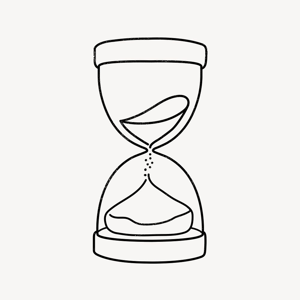 Hourglass drawing collage element, measuring time  illustration psd