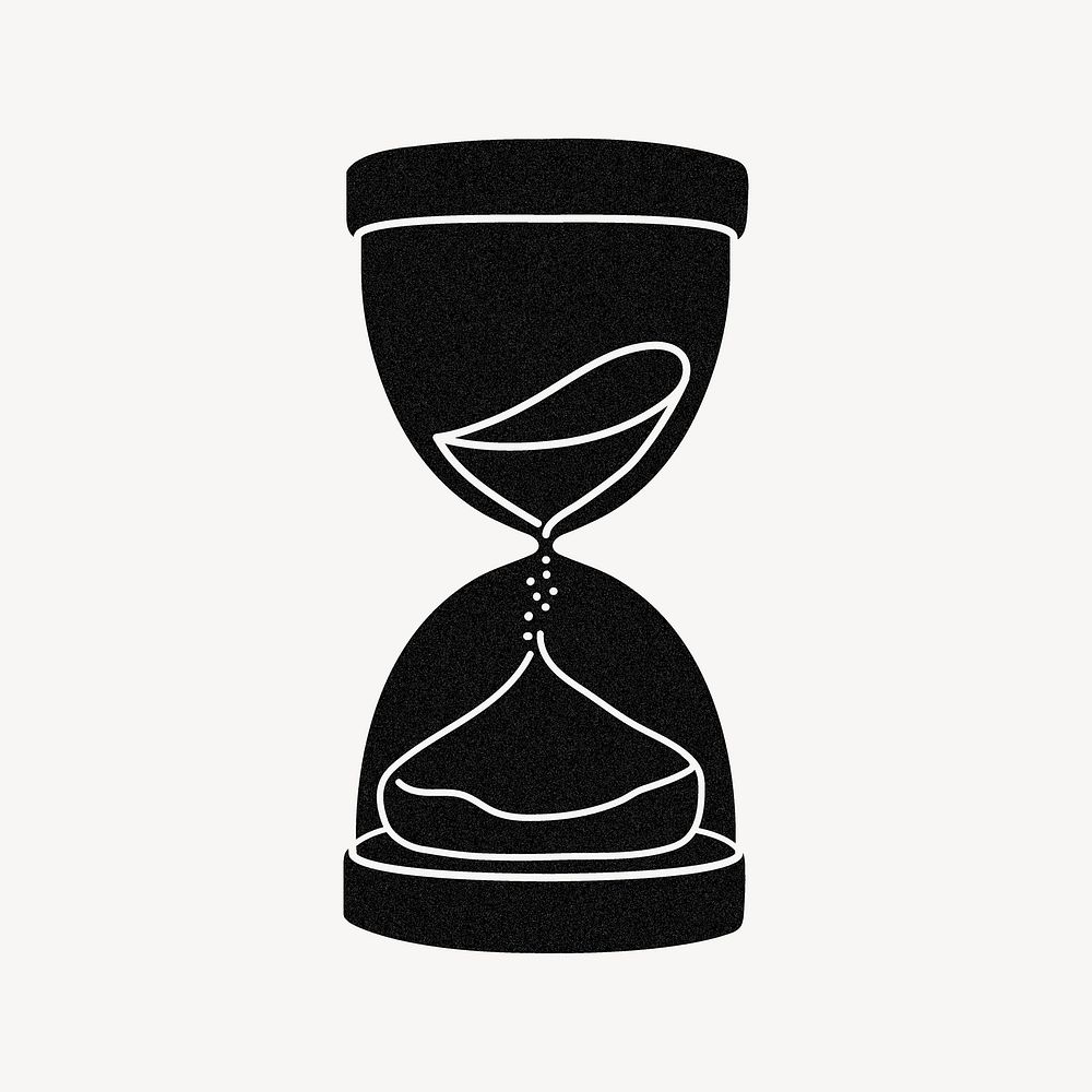 Black hourglass clipart, time management illustration vector