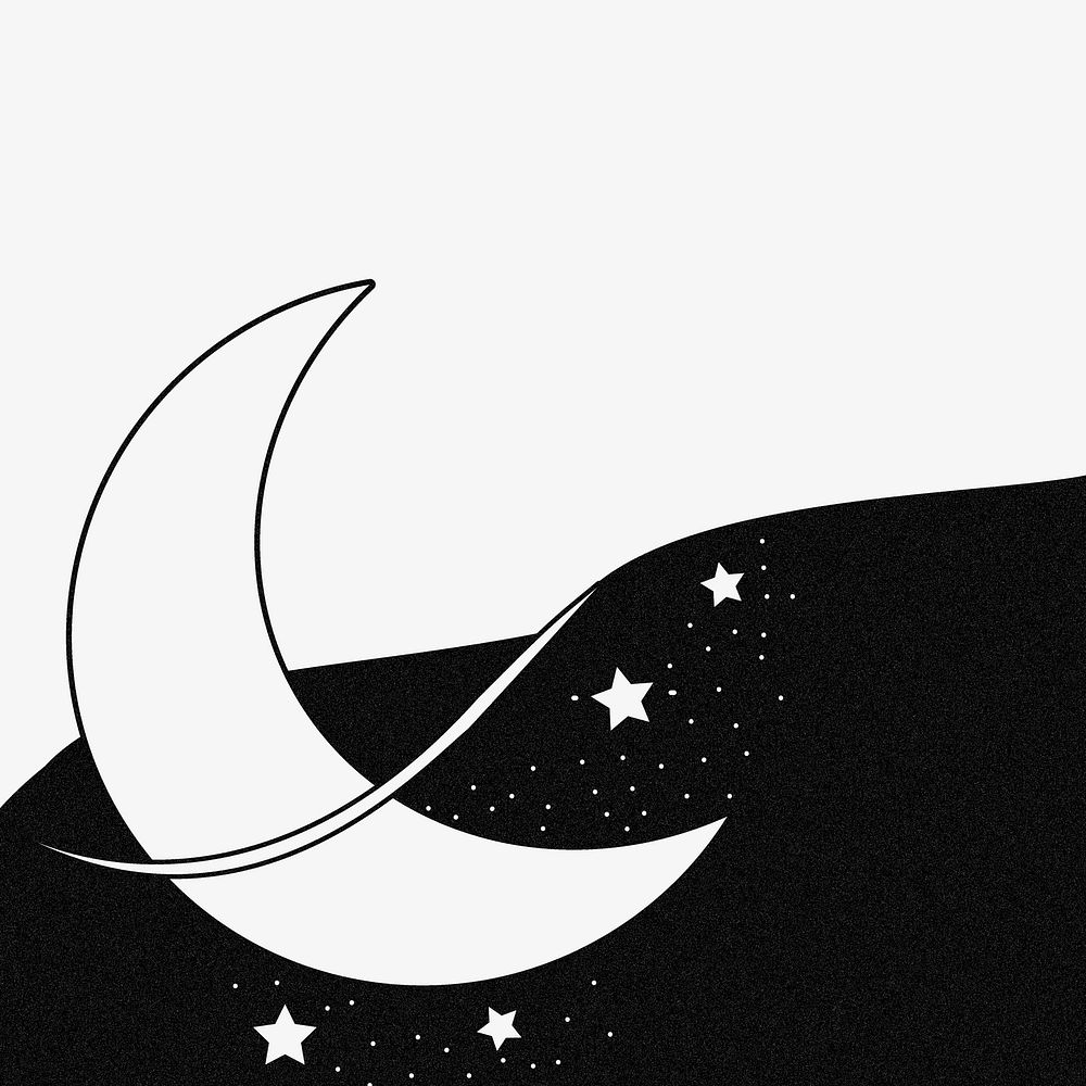 Crescent moon border background, black and white design vector