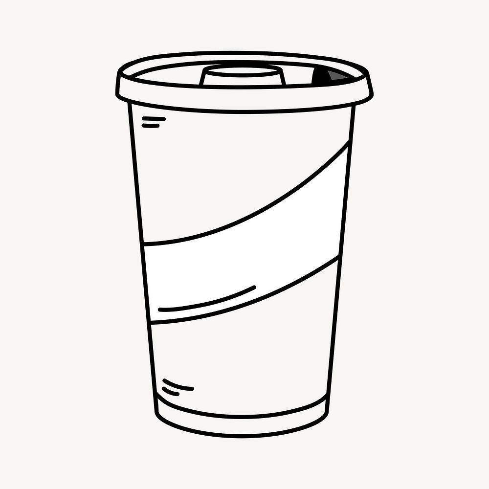 Fizz drink doodle collage element, cute black & white illustration vector