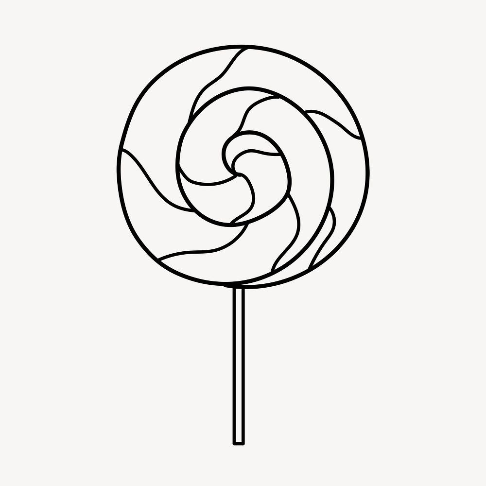 Lollipop doodle clipart, cute black & white illustration psd
