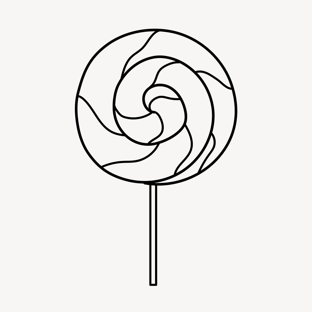 Lollipop doodle collage element, cute black & white illustration vector