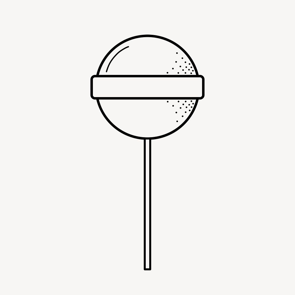 Lollipop doodle clipart, cute black & white illustration psd