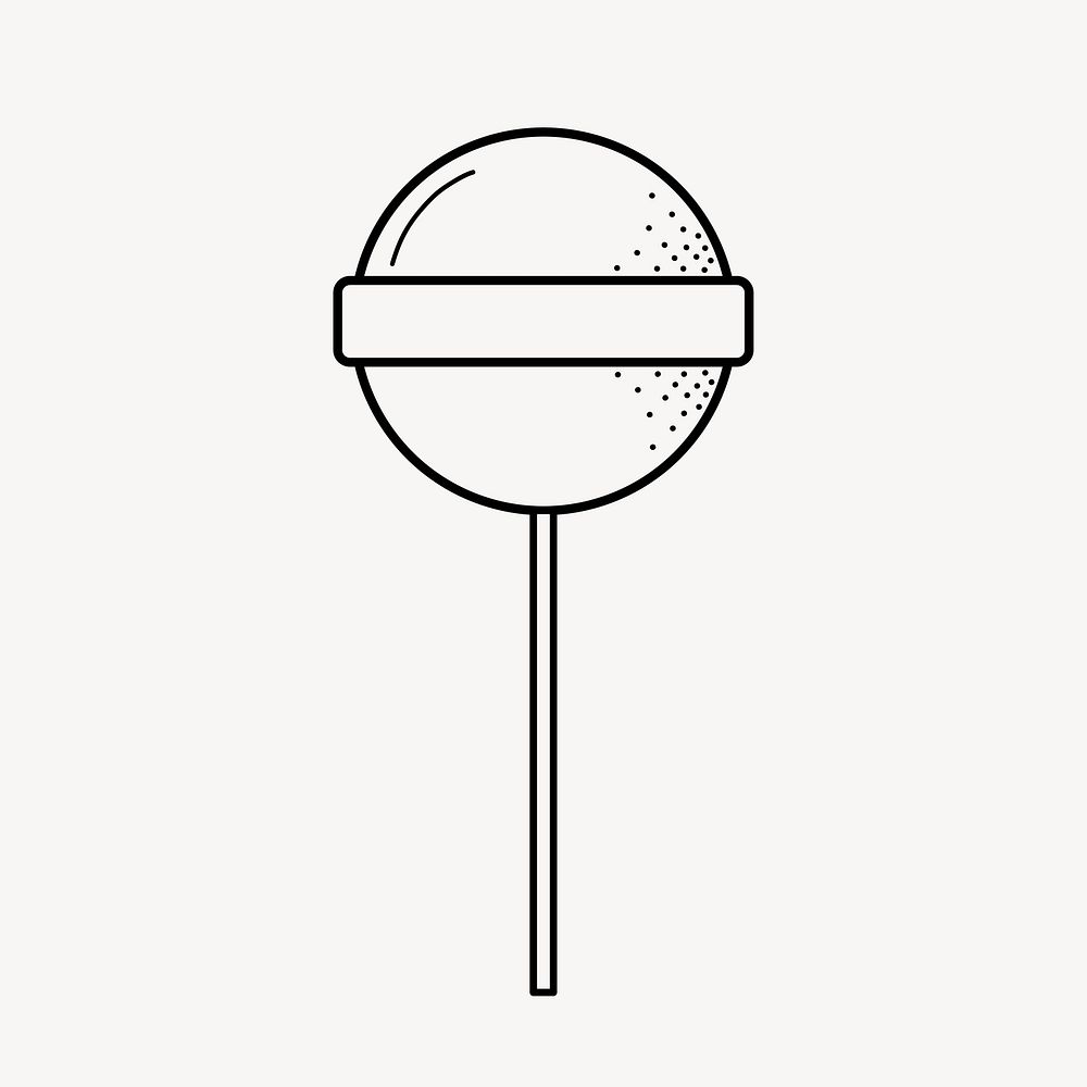 Lollipop doodle clipart, cute black & white illustration