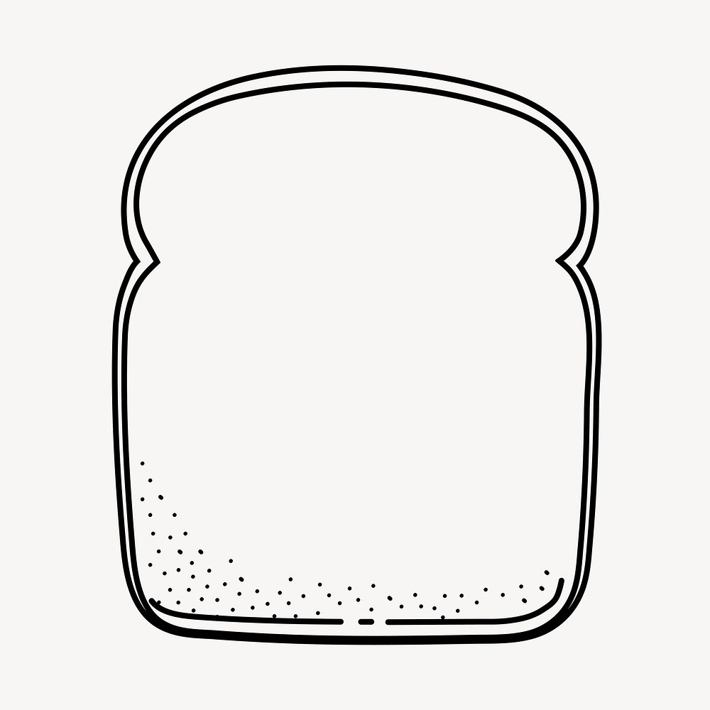 Bread slice doodle collage element, cute black & white illustration vector