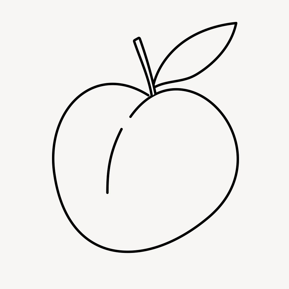 Peach doodle clipart, cute black & white illustration