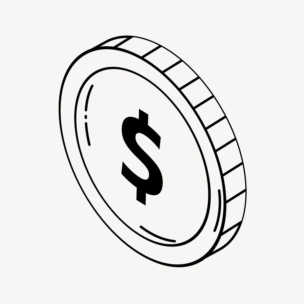 Dollar coin doodle collage element, | Free Vector Illustration - rawpixel