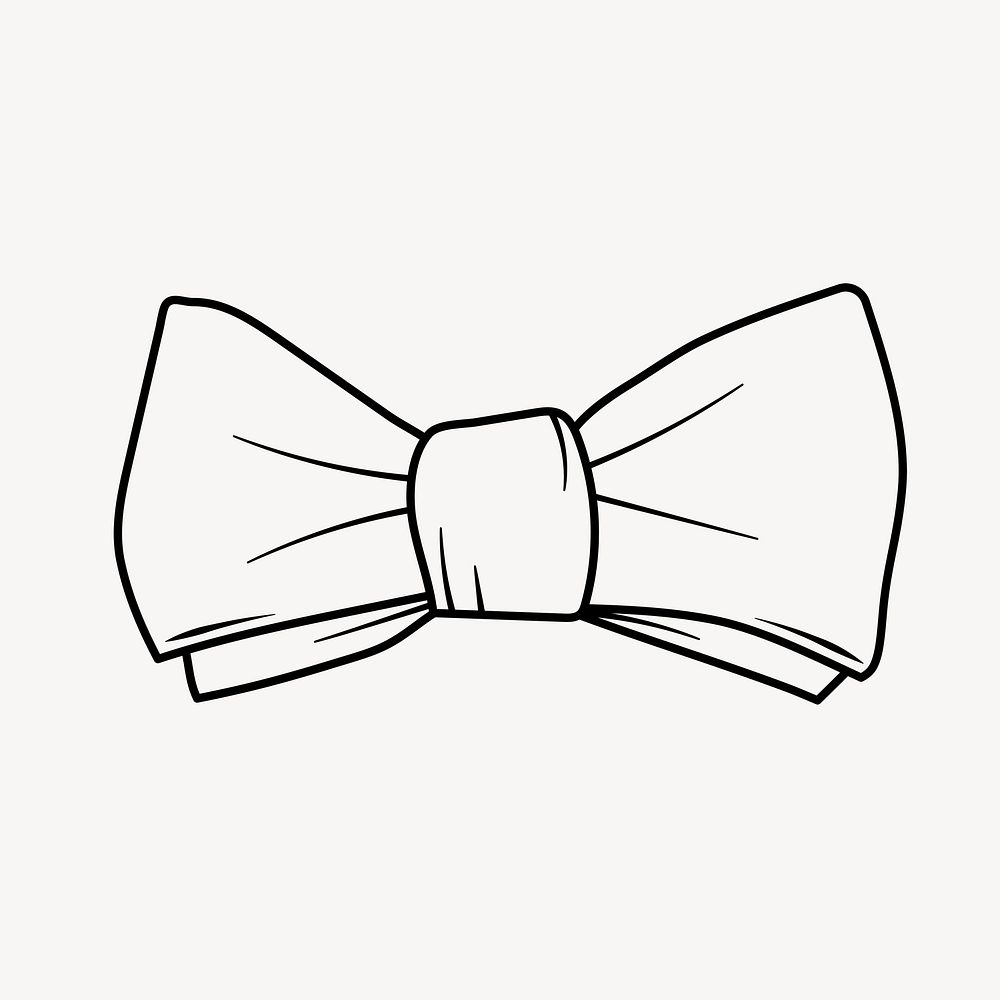 Bow doodle clipart, cute black & white illustration psd