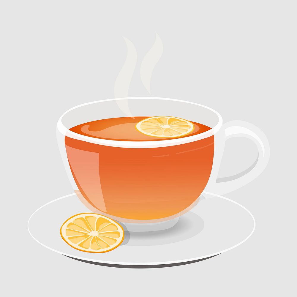 Lemon tea collage element, cute cartoon illustration vector
