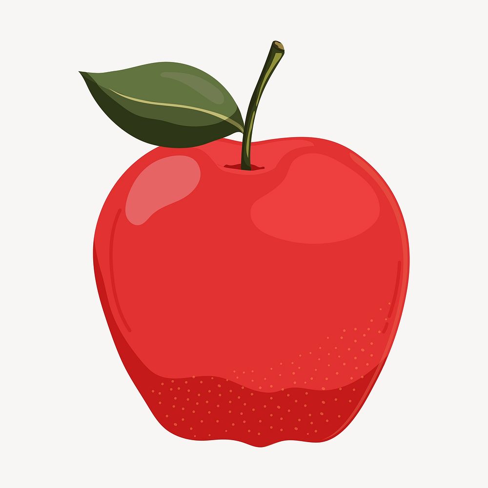 Red apple, cute cartoon illustration