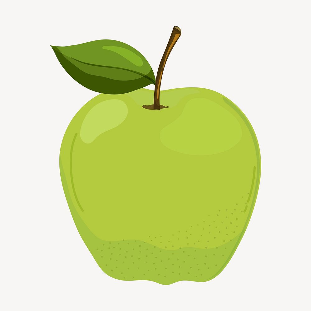Green apple clipart, cute cartoon illustration psd