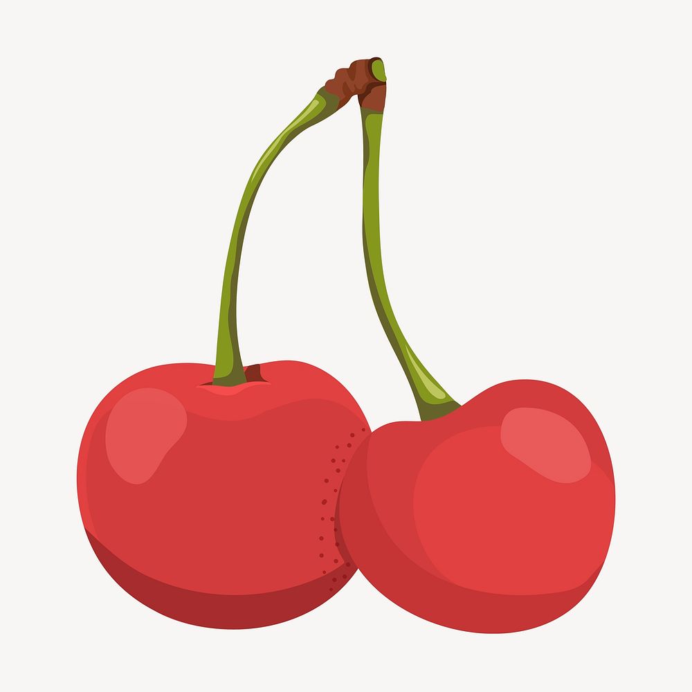 Cherry clipart, cute cartoon illustration psd