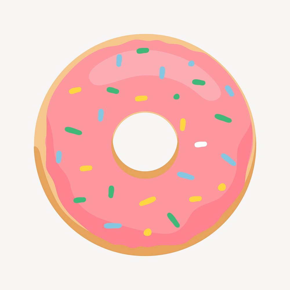 Pink donut clipart, cute cartoon illustration psd