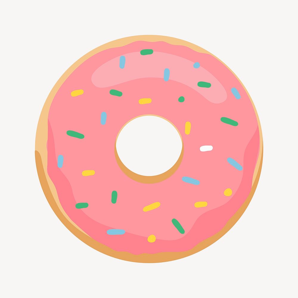 Pink donut, cute cartoon illustration