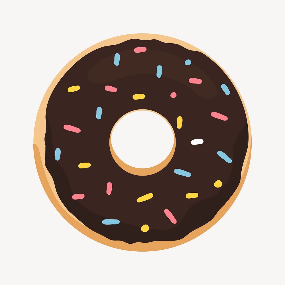 Brown donut, cute cartoon illustration
