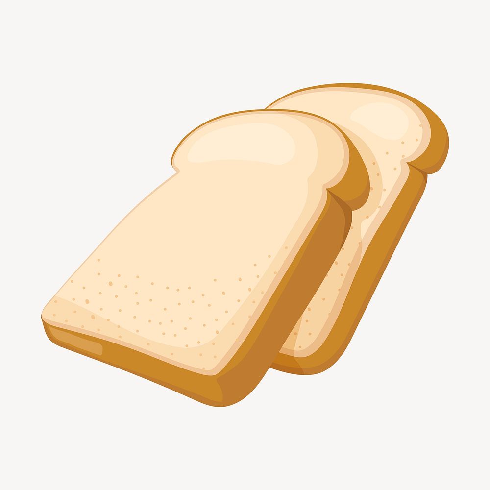 Bread slice clipart, cute cartoon illustration psd