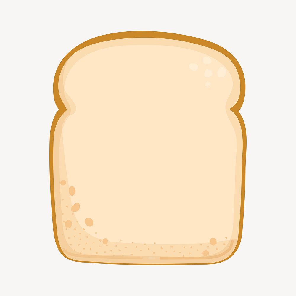 Bread slice collage element, cute cartoon illustration vector