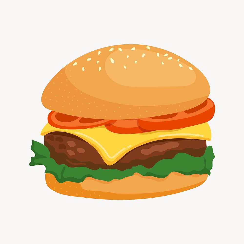 Hamburger, fast food, cute cartoon illustration