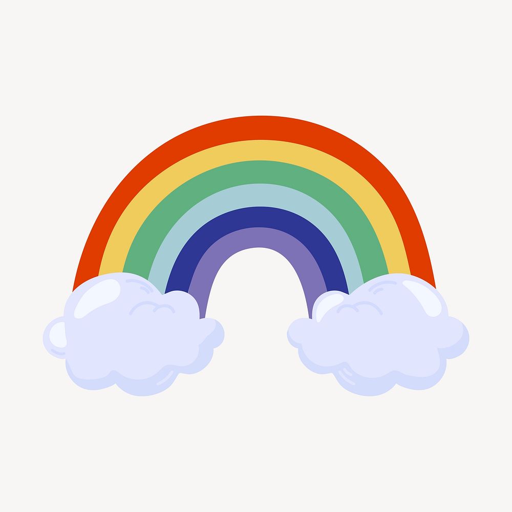 Rainbow clipart, cute cartoon illustration psd