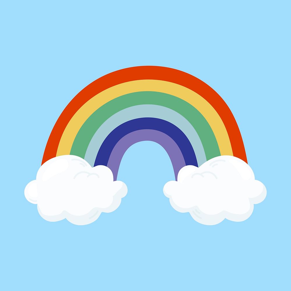 Rainbow clipart, cute cartoon illustration psd